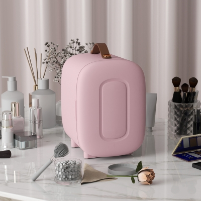 HOMCOM Mini Frigorifero 20,3cm x 26,3cm x 28cm Rosa