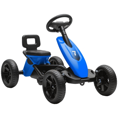 AIYAPLAY Kids Pedal Go Kart Metal Frame EVA Wheels Blue