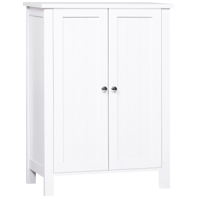 kleankin Armario de Baño con 2 Puertas y 2 Estantes Ajustables Interiores Mueble Auxiliar de Almacenaje 60x30x80 cm Blanco