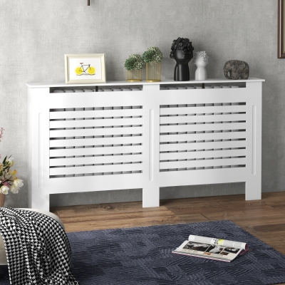 HOMCOM Couverture Radiateur Bois Blanc avec Étagère 152x81cm