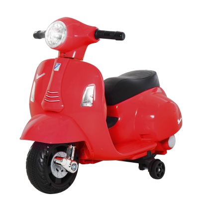 HOMCOM Moto Elettrica per Bambini Vespa con Fari e Clacson Rosso