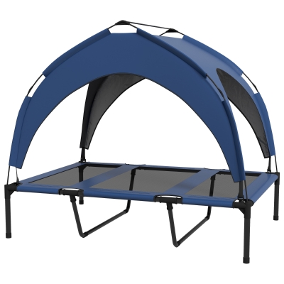 PawHut Lit Chien Surélevé Oxford Anti-UV 106x76x94cm Bleu
