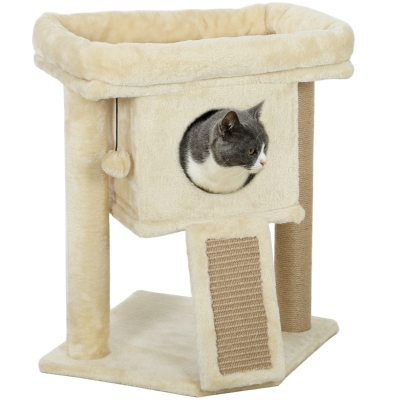 PawHut Albero per Gatti 40cm x 40cm x 57cm Beige