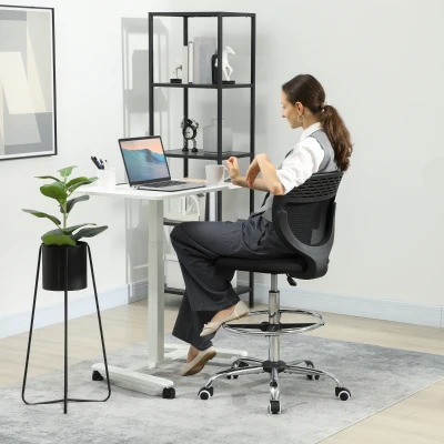 Vinsetto Chaise Bureau Ergonomique Maille Réglable avec Repose-pieds Noir