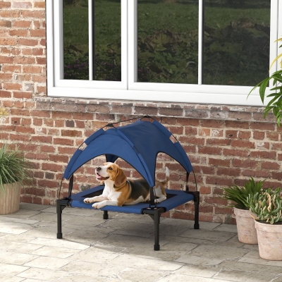 PawHut Hundebett mit Dach, atmungsaktiv, wasserabweisend, bis 20 kg, 76 x 61 x 69,5 cm, Dunkelblau