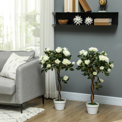 Outsunny Arbre Artificiel en Pot Ciment Plante Décorative