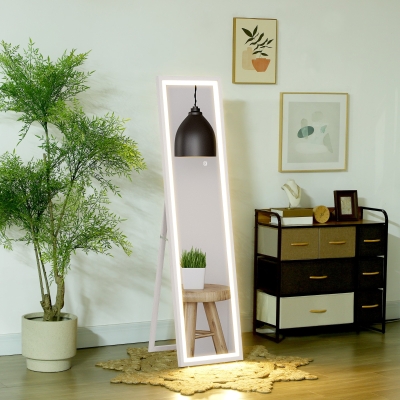HOMCOM Espejo de Cuerpo Entero con Luz LED 160x40 cm con Iluminación de 3 Colores Táctil Inteligente Función de Memoria Blanco