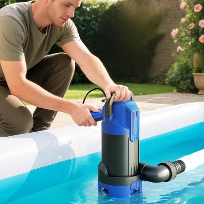 Outsunny Bomba de Evacuación de Aguas Cargadas/Limpias Flujo 20000L/H 750W Profundidad Máx. 7m 17x16x36cm Negro