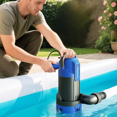 Outsunny Bomba de Evacuación de Aguas Cargadas/Limpias Flujo 20000L/H 750W Profundidad Máx. 7m 17x16x36cm Negro