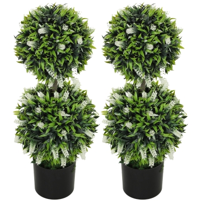HOMCOM Set 2 Plantes Artificielles 70cm Résistantes UV Intérieur/Extérieur