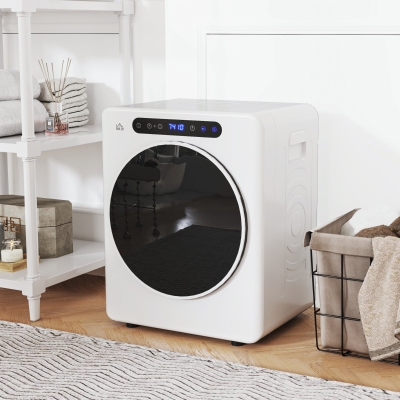 HOMCOM Sèche linge à évacuation, sèche-linge électrique 1000 W 4 Kg, 6 modes de séchage, minuterie, acier inoxydable, blanc