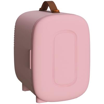 HOMCOM Nevera Pequeña Extrasilenciosa 4L 9V/240V para Enfriar y Calentar Mini Frigorífico 20,3x26,3x28 cm Rosa Palo