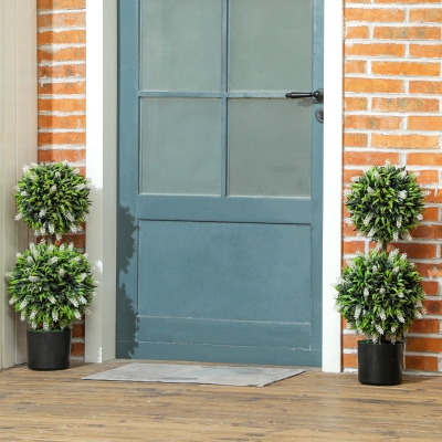 HOMCOM Set de 2 Plantas Artificiales, Planta Artificial resistente a los rayos UV en maceta, 70 cm de altura para sala de estar, jardín
