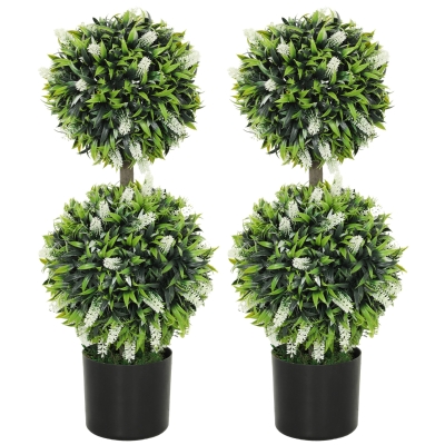 HOMCOM Set de 2 Plantas Artificiales, Planta Artificial resistente a los rayos UV en maceta, 70 cm de altura para sala de estar, jardín
