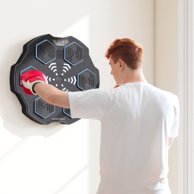 SPORTNOW Musikboxmaschine, Bluetooth-Boxgerät, Wandmontage, 9 Geschwindigkeiten und Modi, LED-Lichter, Schwarz