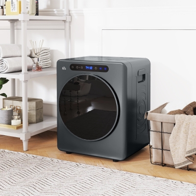 HOMCOM Secadora de ropa, 6 Programas, 40-60℃, 4 kg de Capacidad, Compacta, Control táctil, Gris