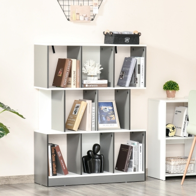 HOMCOM Mobile Libreria a 8 Ripiani in Truciolato Grigio Carbone