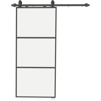 HOMCOM Schuifdeur met melkglas, railsysteem, montageset, soft-close mechanisme, eenvoudige montage, staal, zwart