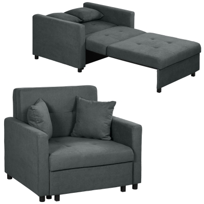 HOMCOM Poltrona Letto Singolo con 2 Cuscini Grigio