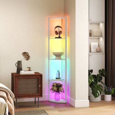 HOMCOM RGB LED Floor Lamp 5-Tier Shelf Grey