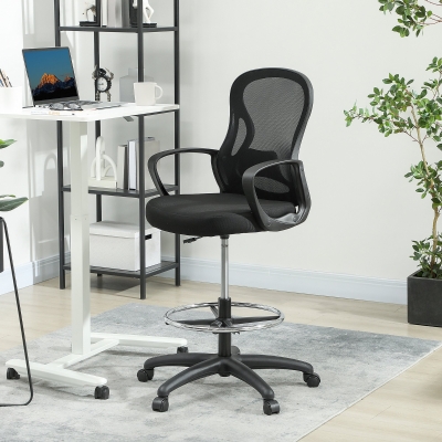 Vinsetto Ergonomic Drafting Chair Mesh Lumbar Support Black