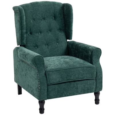HOMCOM Vintage Reclining Armchair with Footrest Dark Green