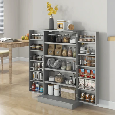 HOMCOM Armadio da Cucina 60x30x104 cm Grigio