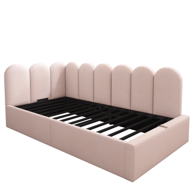 3FT Upholstered Daybed with Hydraulic Storage, Pink