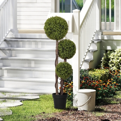 Plantă Artificială de Buxus cu 3 Sfere, Ø19,5x115 cm, Verde