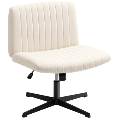 HOMCOM Armless Swivel Office Chair Linen Cream