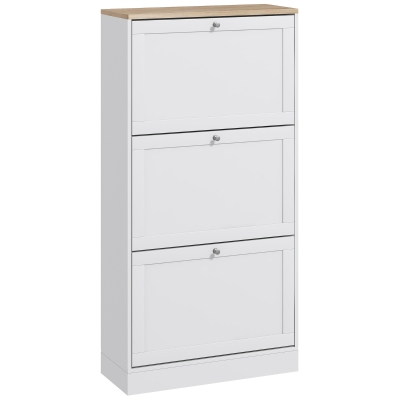 HOMCOM Modern Shoe Storage Cabinet 3-Drawer White