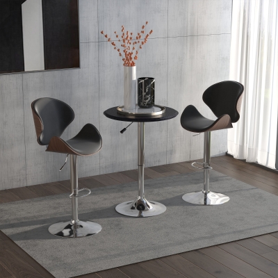 HOMCOM Mesa de Bar con Altura Ajustable Giratoria 360° con Base Redonda Mesa Alta Moderna para Cocina Ø63x67-93 cm Negro