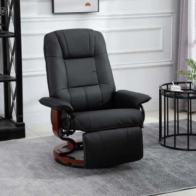 HOMCOM Reclining Armchair with Footrest Linen Black