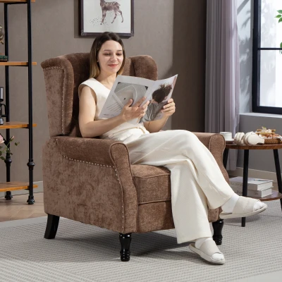 HOMCOM Vintage Reclining Armchair with Footrest - Brown
