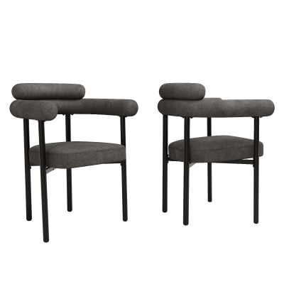 Set of 2 Modern Dining Chairs with High-Density Sponge, Gray