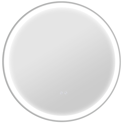 kleankin Espejo para Baño Redondo Ø60 cm con Luces LED Ajustable Antivaho Función de Memoria e Interruptor Táctil Plata