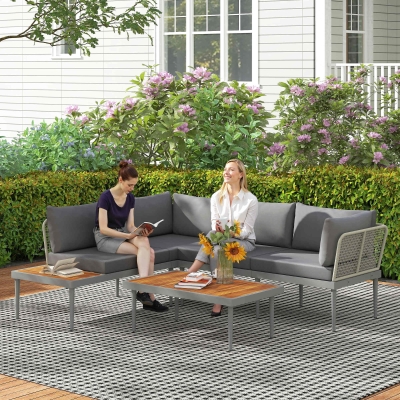 Set de Mobilier de Grădină din 3 Piese, 184x75x71 cm, Gri