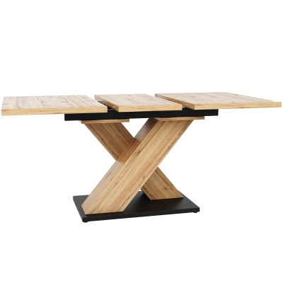 Extendable Dining Table with Adjustable Feet and Silent Expansion, Natural Wood