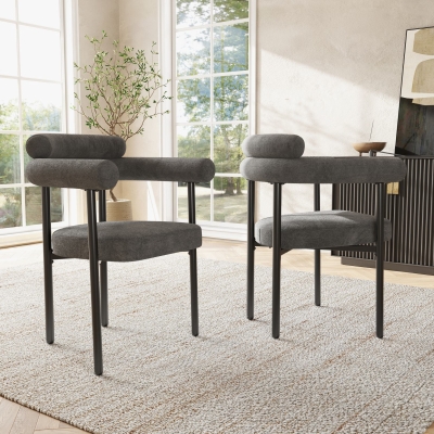 Set of 2 Modern Dining Chairs with High-Density Sponge, Gray