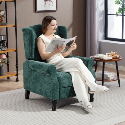 HOMCOM Vintage Reclining Armchair with Footrest Dark Green