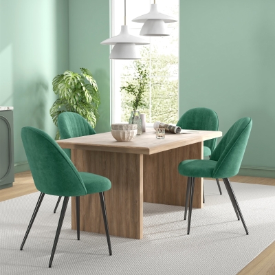 HOMCOM Set 4 Sedie Moderne in Tessuto Effetto Velluto Verde