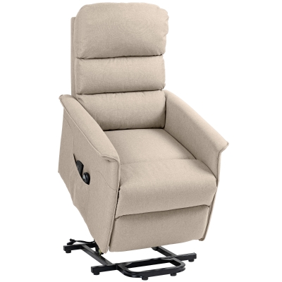 HOMCOM Fauteuil Releveur Massage Chaleur Beige avec Repose-pied