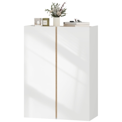 HOMCOM Schoenenkast met soft-close functie, 6-niveaus grifloos ontwerp, voor maximaal 18 paren, voor gang, entree, hout, Wit