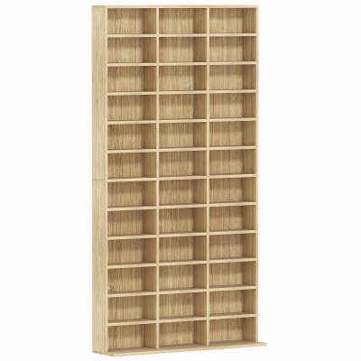 HOMCOM Bibliothèque Rangement 36 Compartiments Chêne Ajustable