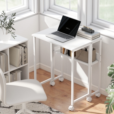 HOMCOM Drop Leaf Writing Desk 63cm - White