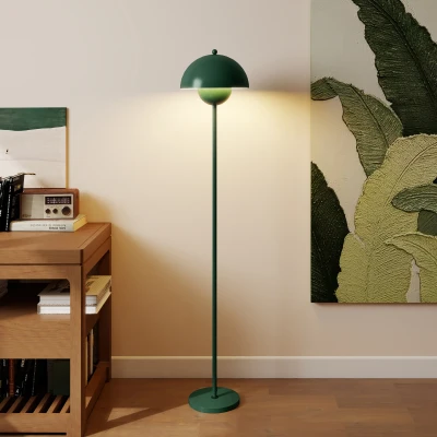 HOMCOM Lámpara de Pie para Salón Moderna con Pantalla de Cuenco Interruptor de Pie Casquillo E27 Sin Bombilla Ø30x155 cm Verde