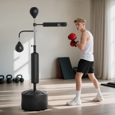 HOMCOM Sacco da Terra 4in1 con 2 Speedball Barra Girevole e Sacco