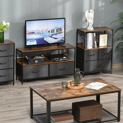HOMCOM Móvel de Armazenamento com 3 Gavetas Têxteis Prateleira e Tampo Superior 58x21x81,5 cm