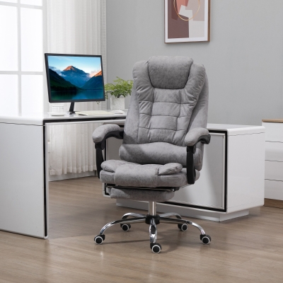 Vinsetto Cadeira de Escritório com Massagem Aquecida Altura Ajustável Encosto Inclinável Tecido Microfibra Cinza