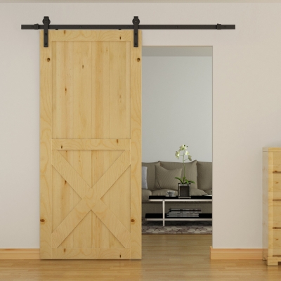 HOMCOM Kit de Porta de Correr Sistema Embutido para Porta com 35-45 Mm e Largura Máx de 1 m Carga Máxi 100 Kg Aço Marrom Escuro